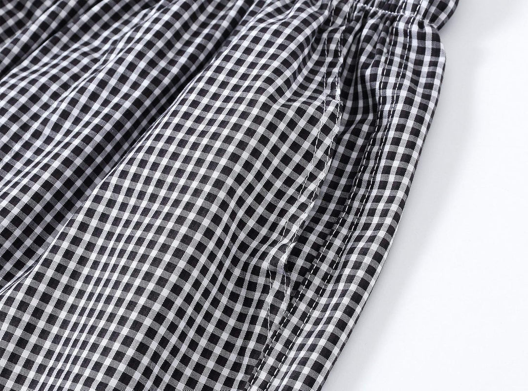 MoFiz Herren Kurze Pyjamahose Baumwolle Schlafshorts Karierte Schlafanzughose Freizeithose Karo Loun