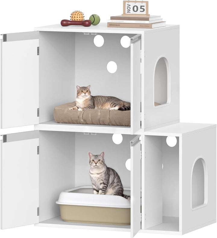Hzuaneri Katzenschrank für 2 Katzen, Katzenklo Schrank, Katzenhaus Versteckt mit Doppelräumen, Kann