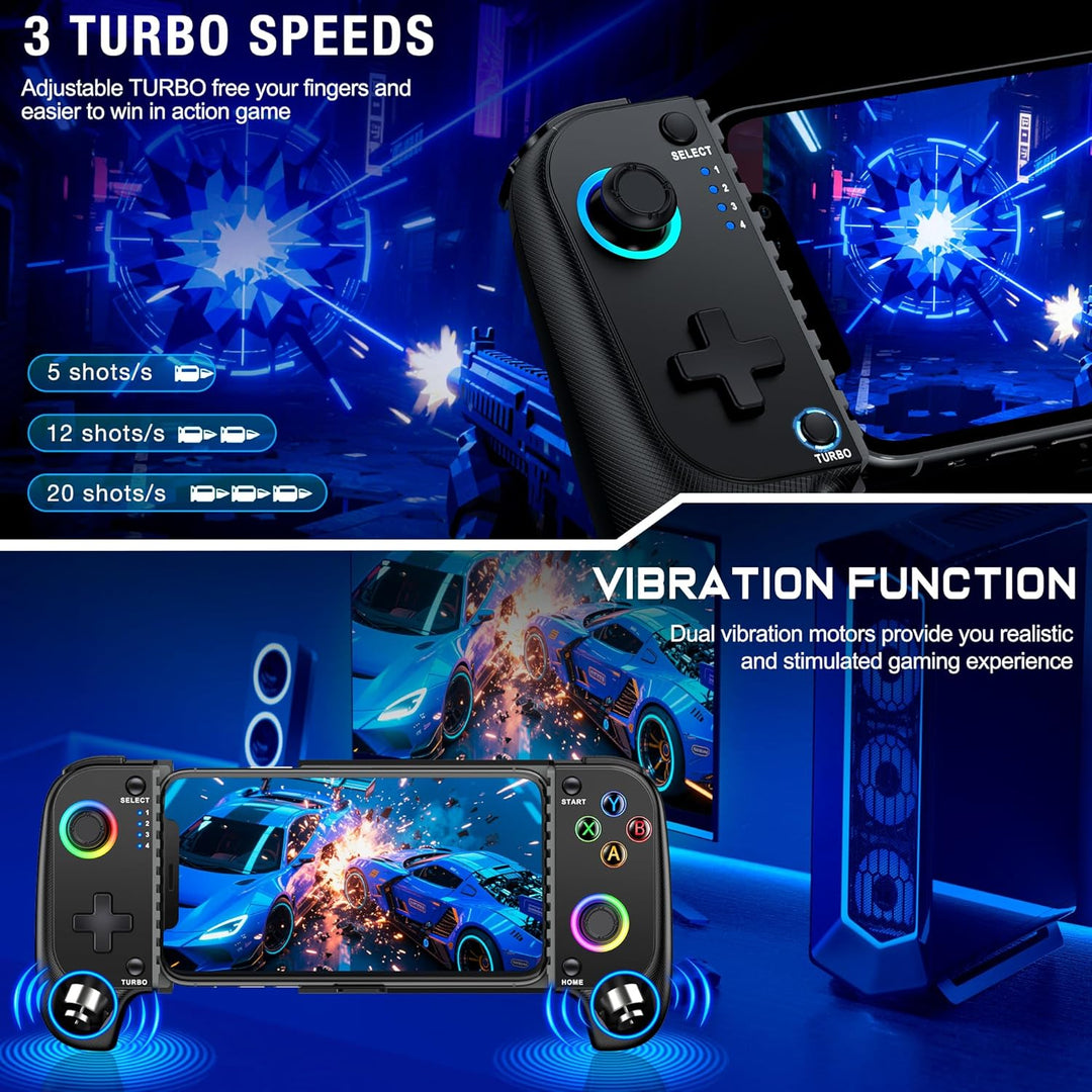 HASACOOL Handy Controller für iPhone, Smartphone Controller für Android mit Hall Effect Joystick, Bl
