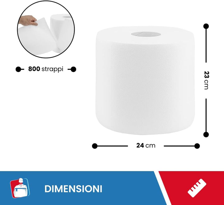 Verpackung 2000 – 4 Rollen für Industrietrockner – 800 Reissen – ideal für Lebensmittel und Spender