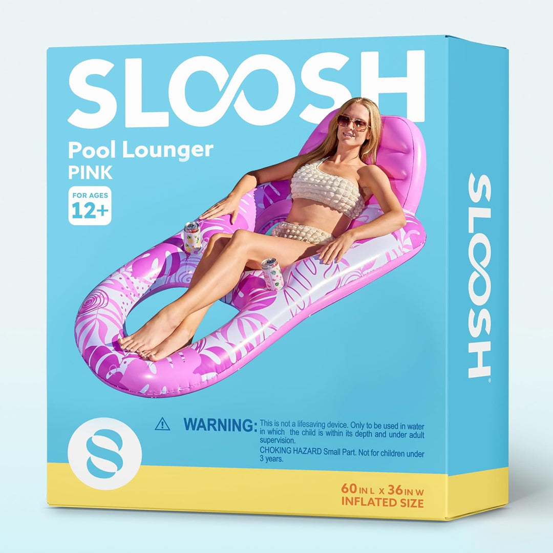 SLOOSH Wasser Pool Luftmatratze für Erwachsene, Aufblasbare Pool-Flösse mit Getränkehaltern und Fuss
