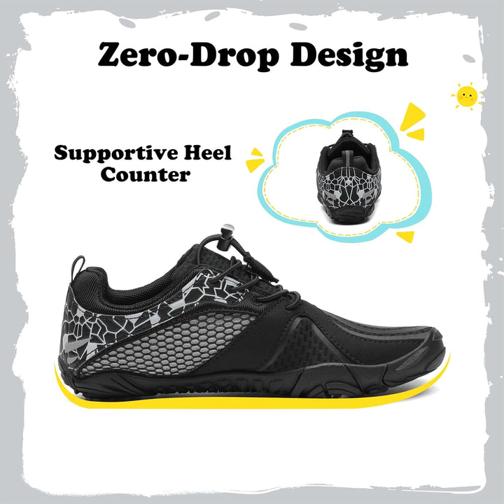 SAGUARO Jungen Mädchen Barfussschuhe Atmungsaktiv Badeschuhe für Kinder Gr.24-36 24 EU Schwarz, 24 E