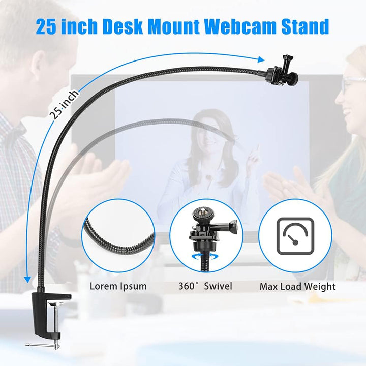Webcam-Halterung, 25Zoll Webcam-Ständer 360° verstellbarer Schwanenhals-Armhalterung Flexibler Tisch