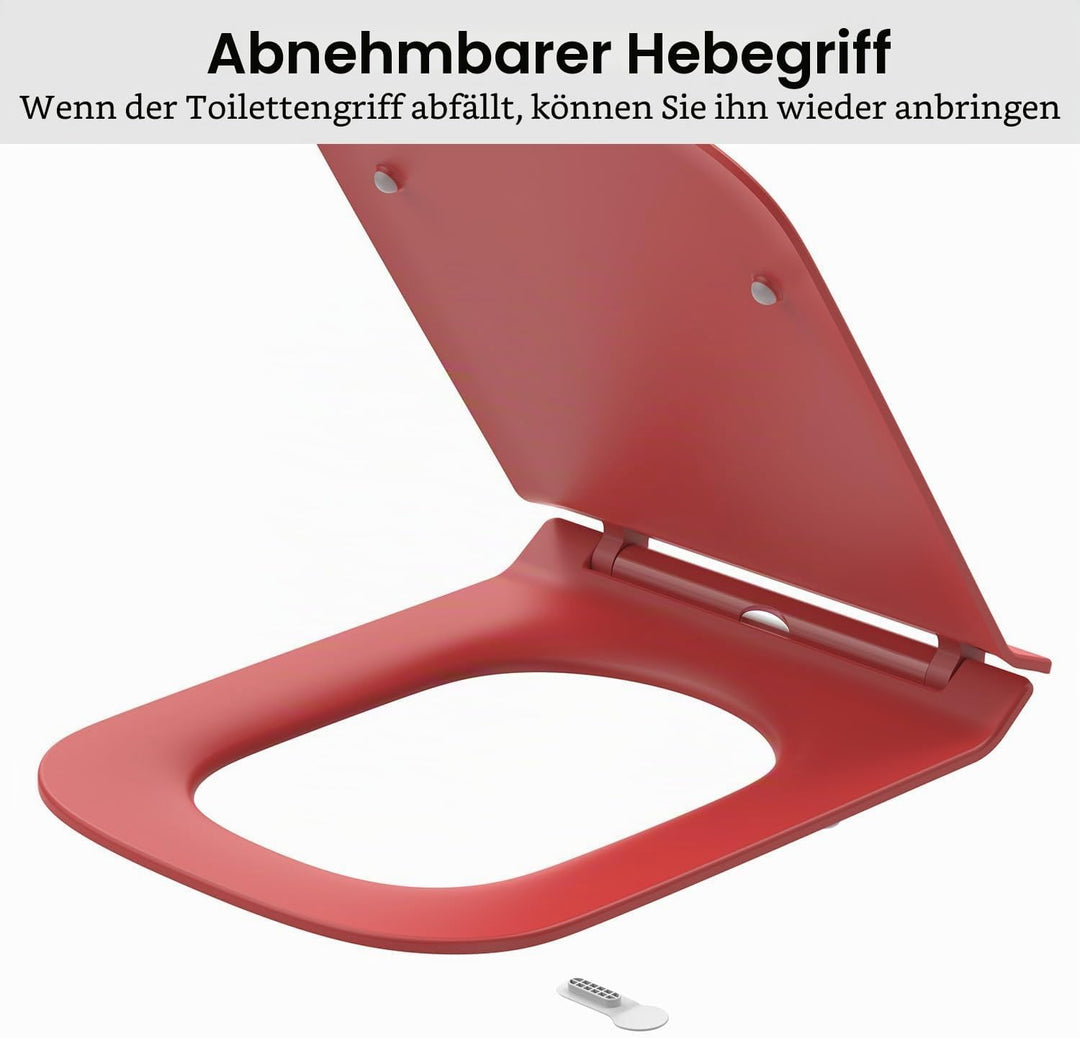 WC Sitz Eckig Form, Toilettendeckel mit Absenkautomatik, Klobrille Duroplast mit Schnellverschluss,