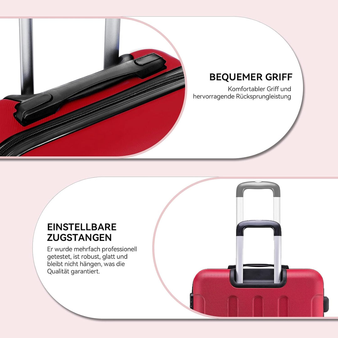 BEIBYE Hartschalen-Koffer Trolley Rollkoffer Reisekoffer Handgepäck 4 Rollen (M-L-XL-Set) (Chillired