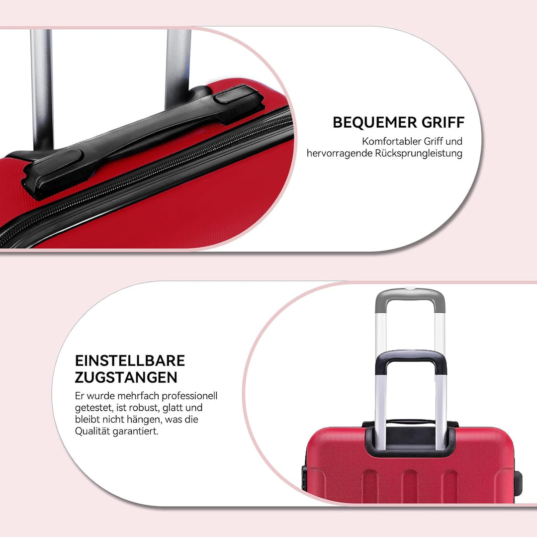 BEIBYE Zwillingsrollen Hardcase Reisekoffer Koffer Trolleys Hartschale in XL-L-M in 14 Farben (Rot,