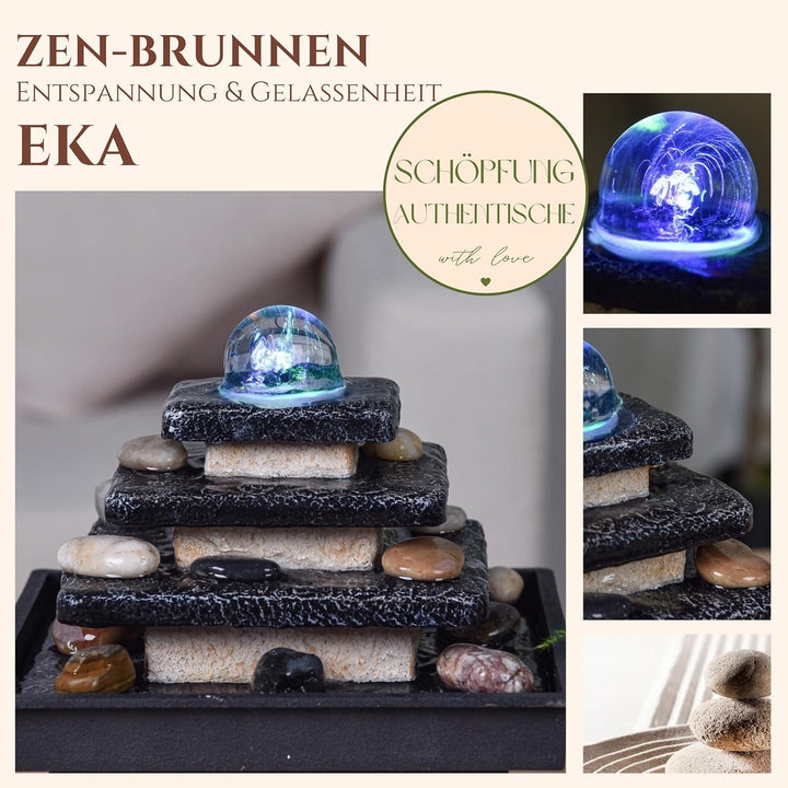 Innenbrunnen Kaskaden -Treppe Tempel Bunte Licht, entspannende Zen, Dekorationstischbrunnen, Geschen