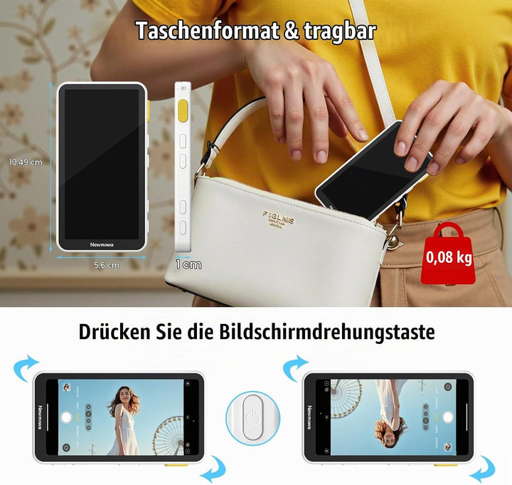 Newmowa Magnetischer Telefon Vlog Selfie Touchscreen Monitor mit Zoom,1080P Wireless Aufnahme,Telefo