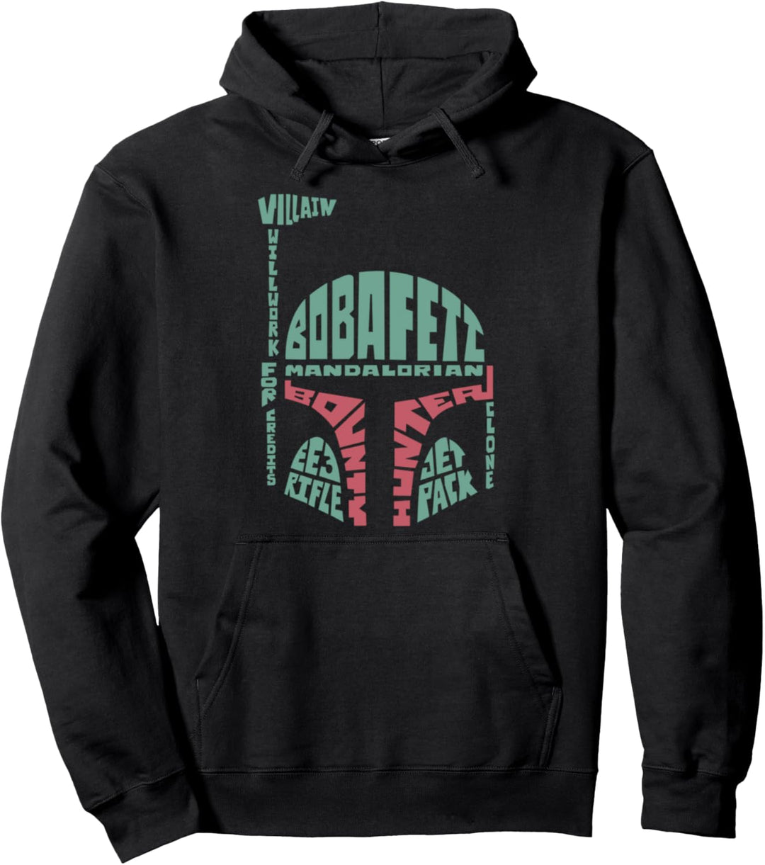 Star Wars Boba Fett Text Helmet Poster Pullover Hoodie