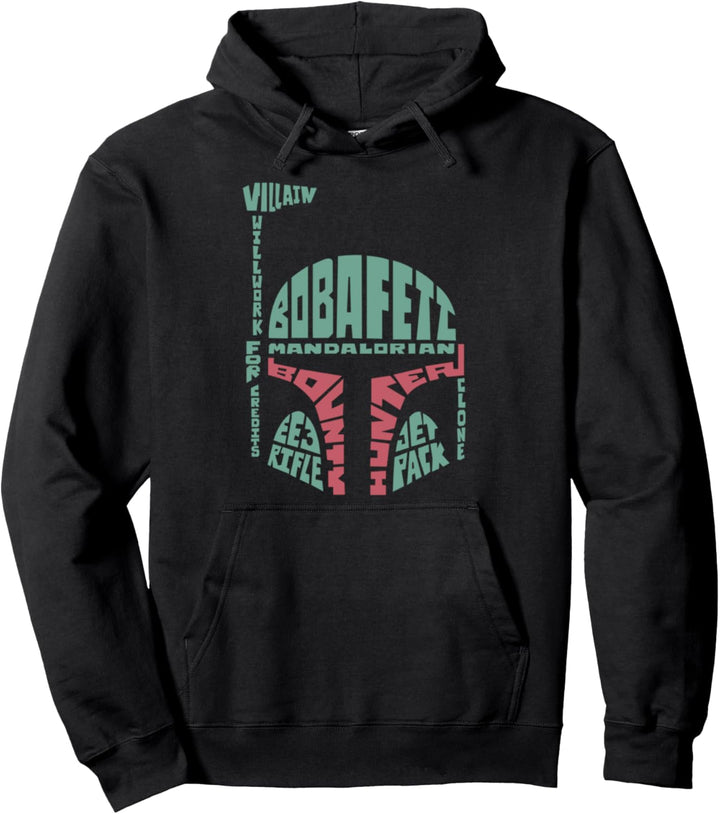 Star Wars Boba Fett Text Helmet Poster Pullover Hoodie