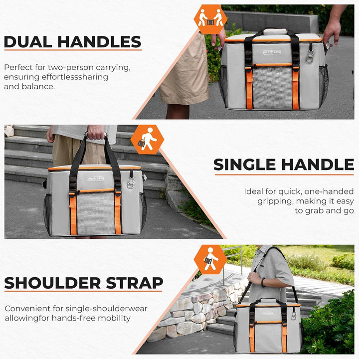 INSMEER Kühltasche Gross 50 l, Kühltaschen Faltbar für 80 Dosen, Faltbare/Auslaufsicher mit Öffner,