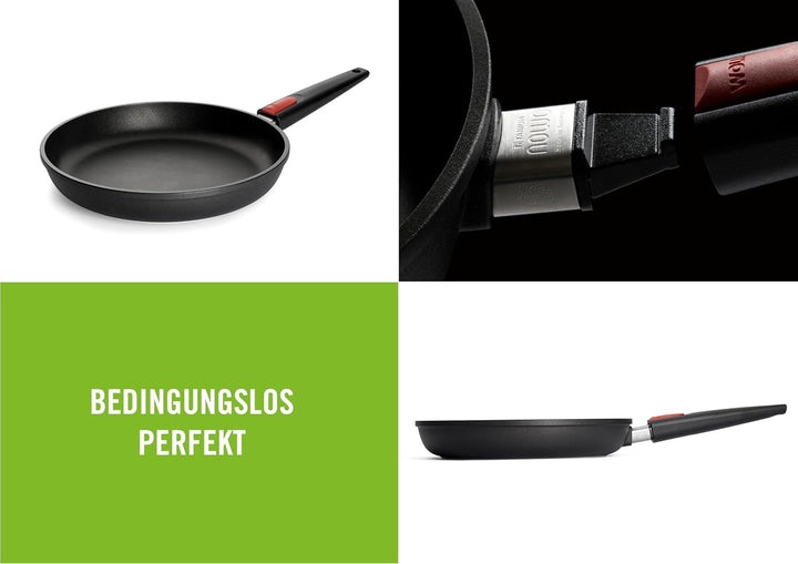 Woll Nowo Titanium Flachpfanne - Induktiv -, Ø 28 cm, 5 cm hoch, mit abnehmbarem Stiel - Geeignet fü