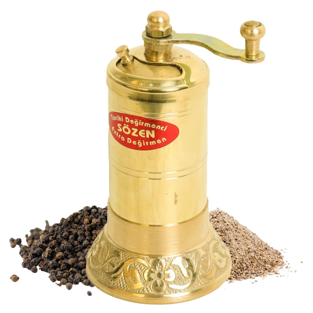 10,9 cm handgefertigte manuelle Messing-Pfeffermühle, tragbare konische Edelstahl-Pfeffermühle, trag
