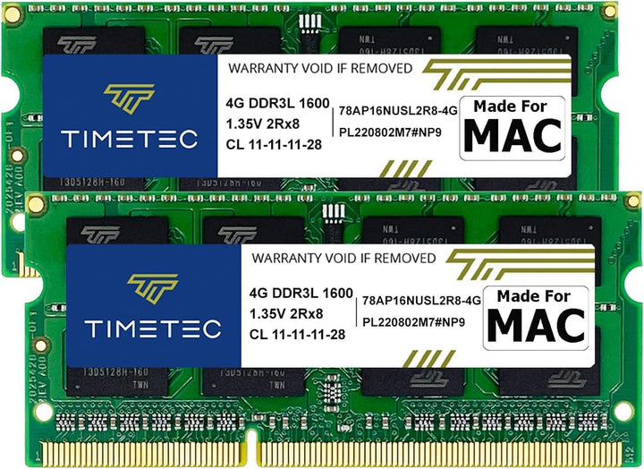 Timetec 8GB KIT (2x4GB) kompatibel für Apple DDR3L 1600MHz für Mac Book Pro (Anfang/Ende 2011, Mitte