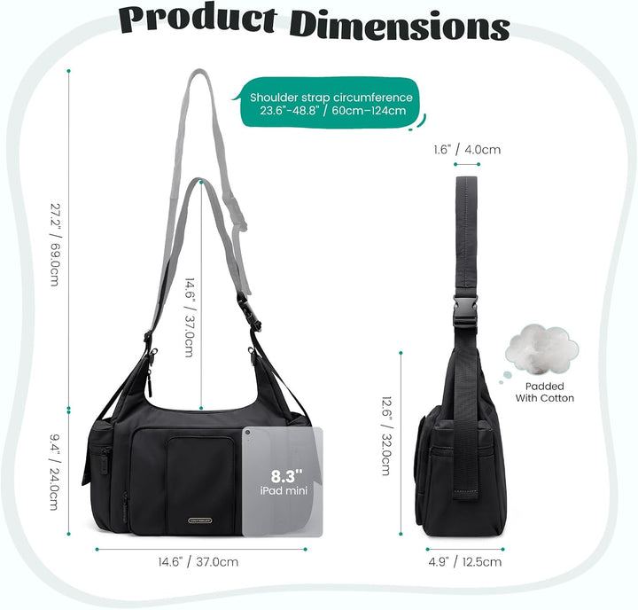 Puffer Wickeltasche, 14 l, grosse Kapazität, Reise-Wickeltasche, Crossbody-Krankenhaus-Tasche für Ma
