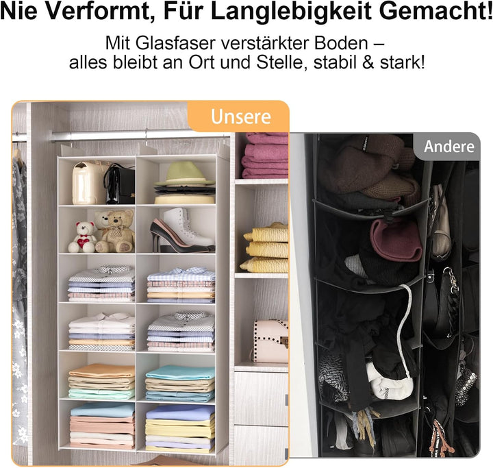 ALLTIDYUP Doppelreihe Hängeregal, Schrank Organizer für Kleidung, Faltbarer Kleiderschrank Organizer