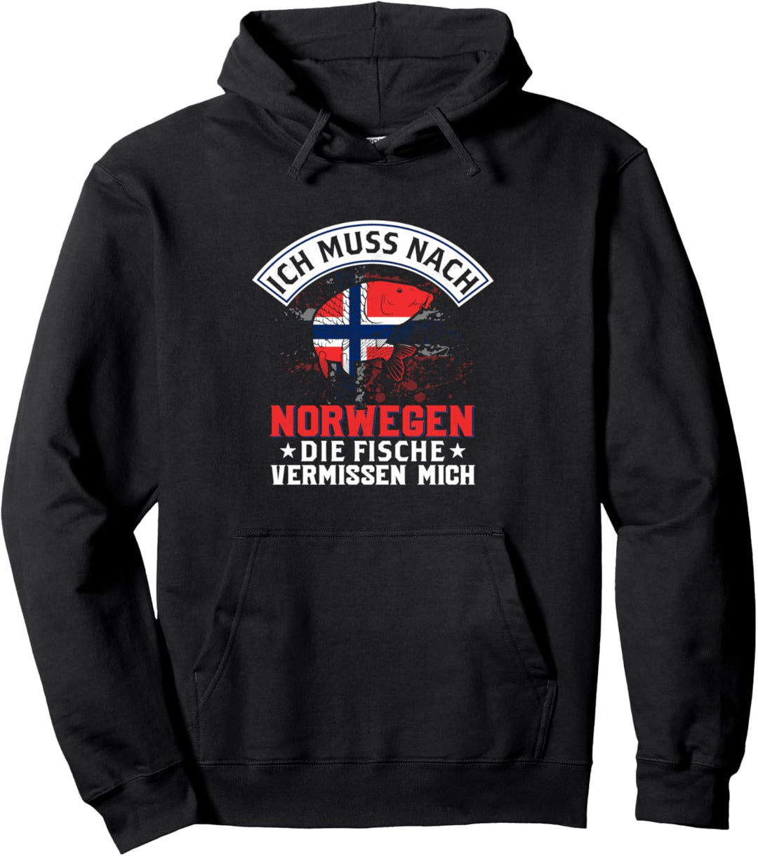 Ich muss nach Norwegen die Fische vermissen mich Fischer Pullover Hoodie