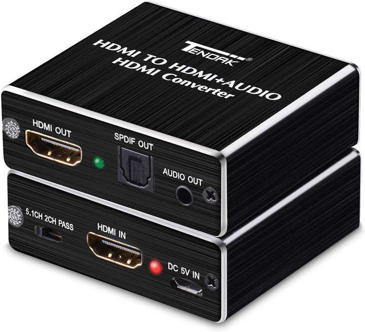 Tendak HDMI Audio Extractor, HDMI Audio Splitter 4K HDMI zu HDMI SPDIF TOSLINK Optical und 3,5mm Ste