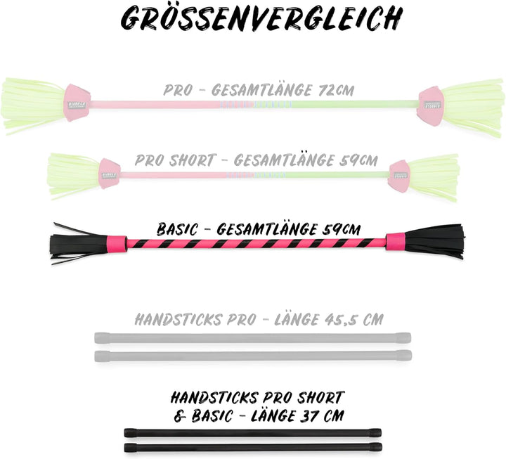 Diabolo Freizeitsport Flowerstick Basic (pink) - UV reaktiver Flower Stick mit 2 Glasfaser Handstäbe