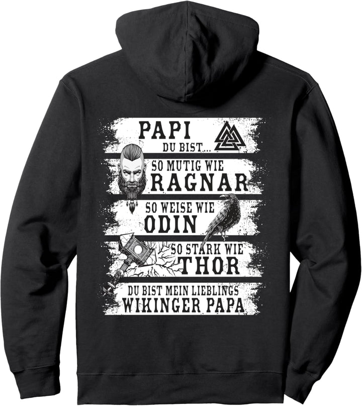 Wikinger Papa Vatertag Retro Viking Dad Spruch (Rückendruck) Pullover Hoodie