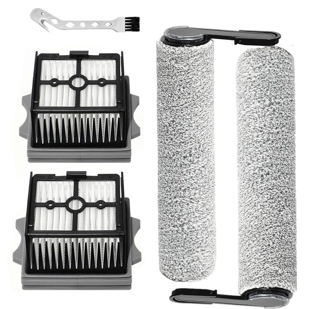 2 Bürstenrollen + 2 HEPA Filter Ersatzteile Set Compatible with Tineco Floor One Stretch S6/Swithch