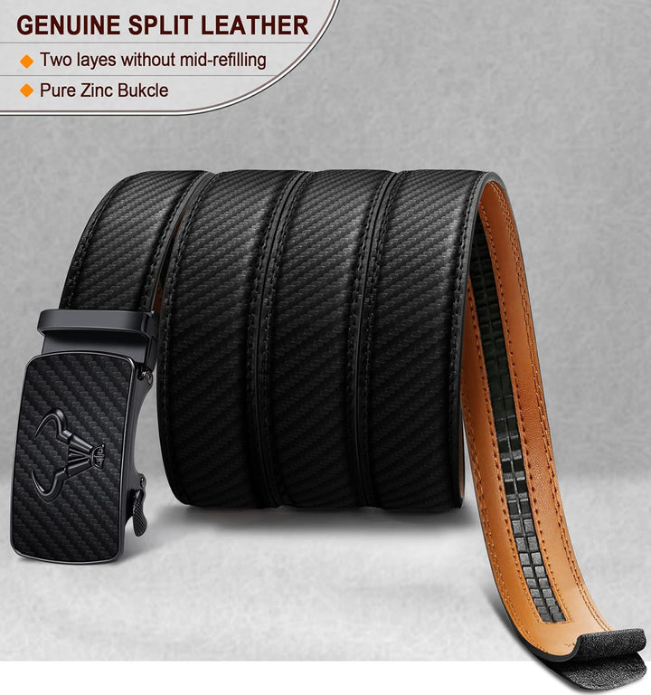 KEMISANT Gürtel Herren, Ledergürtel Ratsche Automatikschliesse für Herren Business Anzug,Breit 35mm,