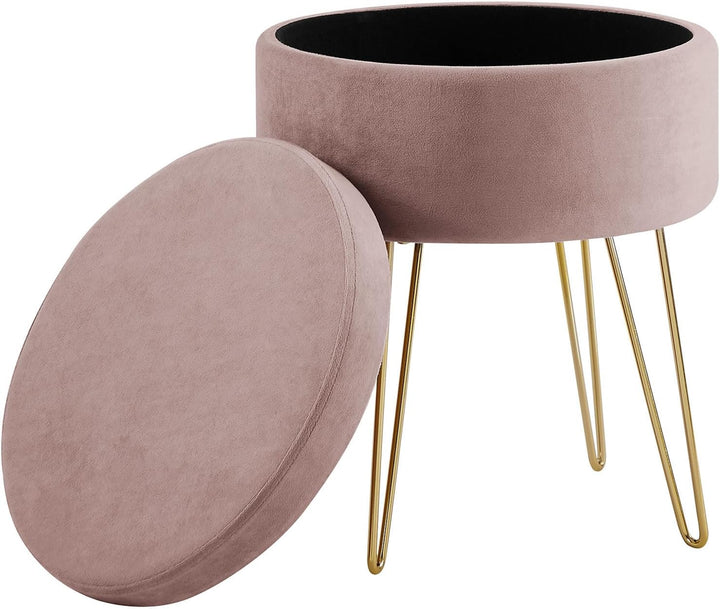 Zedelmaier Runder Sitzhocker Schminktisch Hocker Ottoman Gepolsterter Hocker Abnehmbarer Bezug Metal
