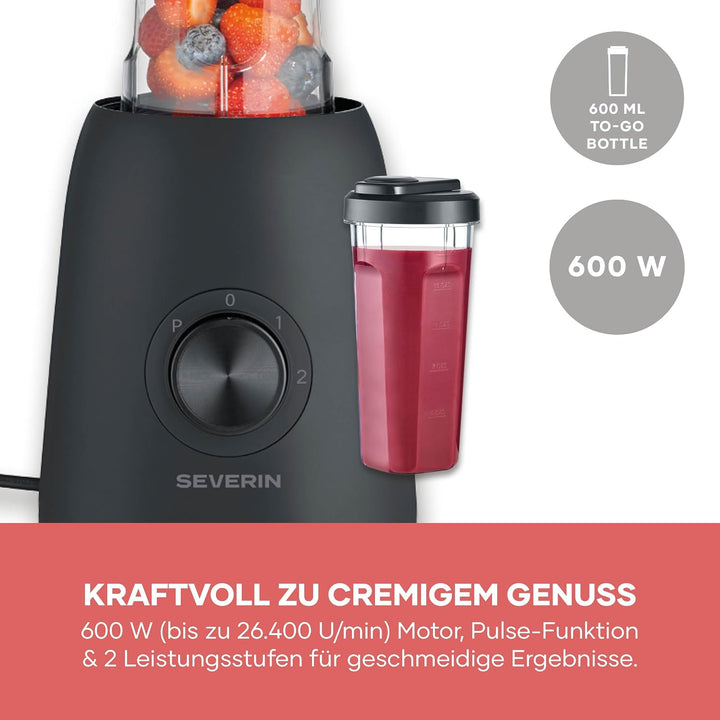 Severin Standmixer, Smoothie Maker, Blender elektrisch, 1,5L, 2 Stufen, Impulsfunktion, spülmaschine