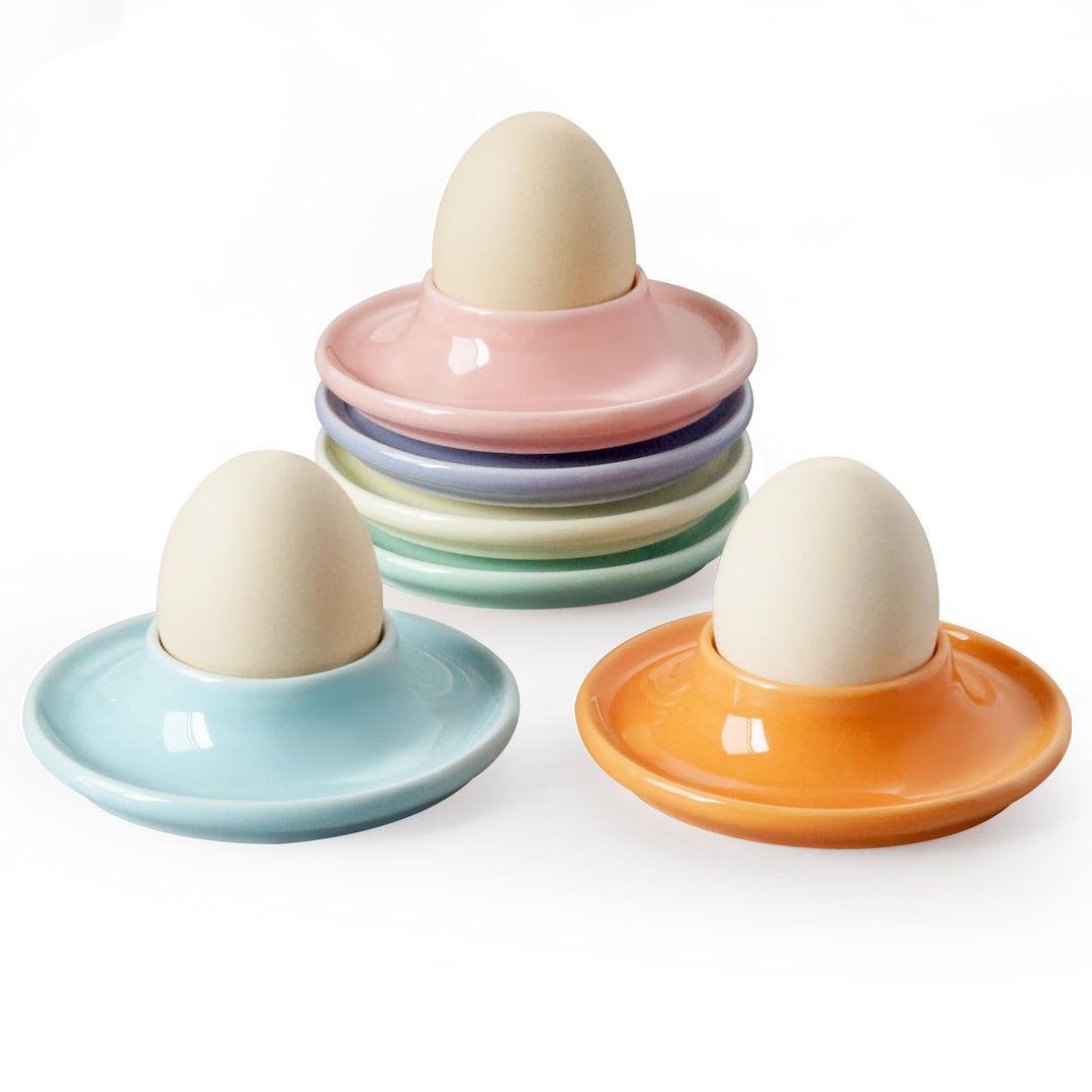 Cinf Macaroon 6PACK Keramische Eierhalter für hart & weich gekochte Eier Frühstückseihalter Osterges