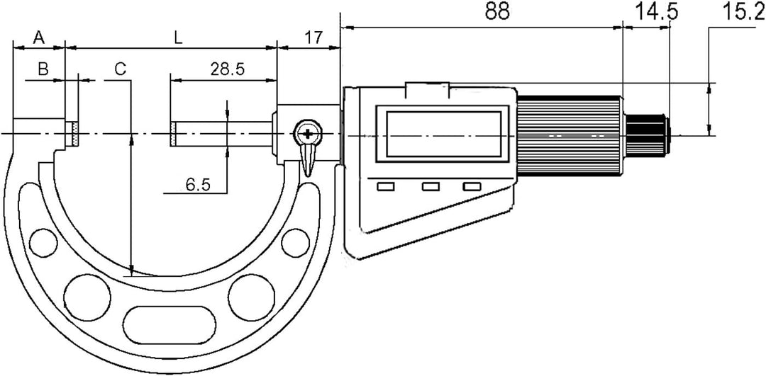 CNC QUALITÄT Digital Bügelmessschraube 65-100 mm - mit Friktionsratsche - Messweg 35 mm - DIN 863