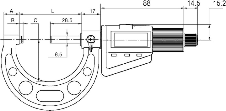 CNC QUALITÄT Digital Bügelmessschraube 65-100 mm - mit Friktionsratsche - Messweg 35 mm - DIN 863