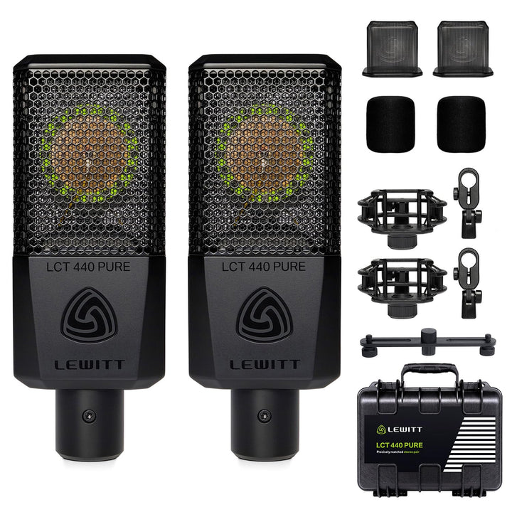 Lewitt LCT 440 Pure Stereopaar XLR Studio Kondensator Mikrofon für Stereo Recording, Drums, Gitarre,