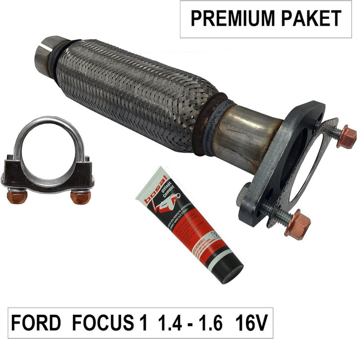 Reperaturset Flexrohr Universal Interlok kompatibel mit FORD FOCUS 1.4-1.6 16V mit Schellen Dichtung