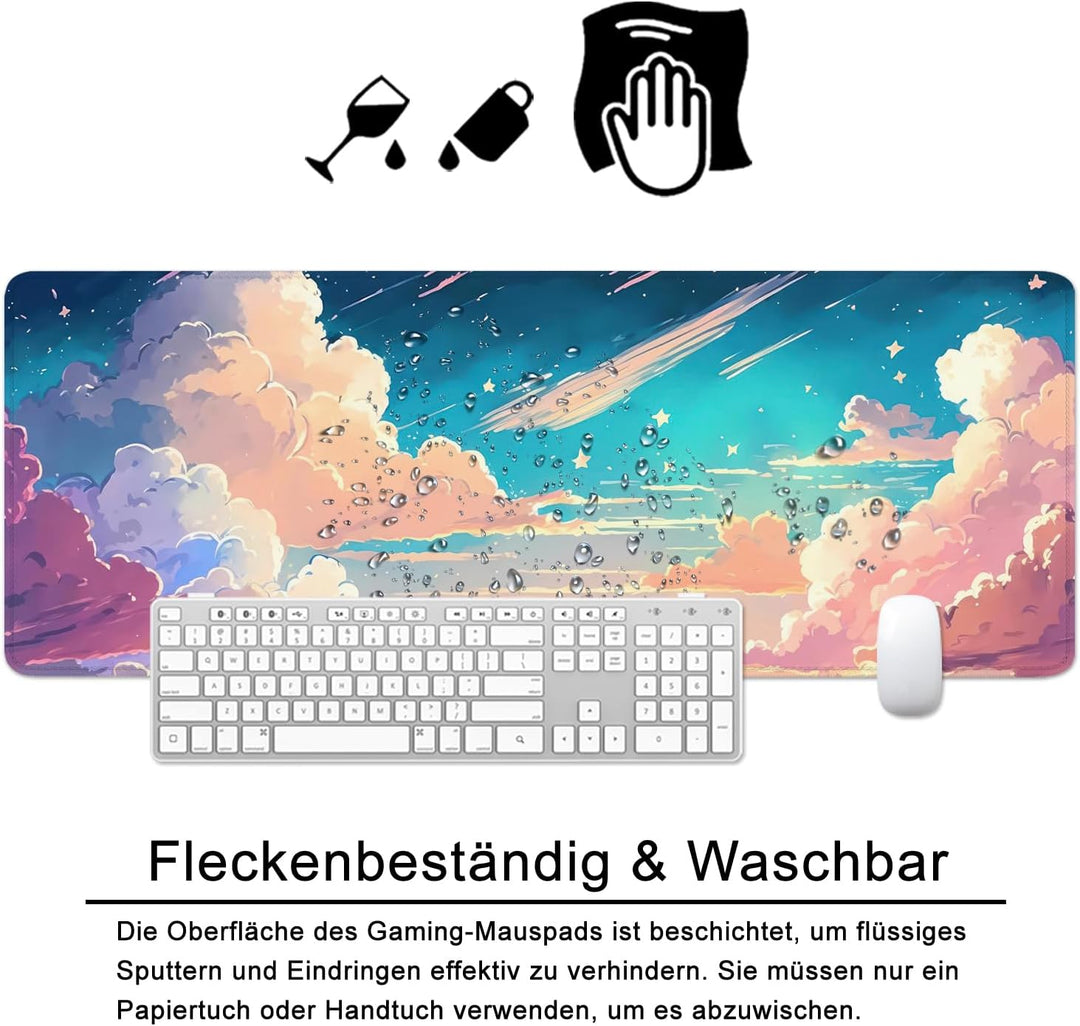Mauspad Handgemalte Anime Illustration Schreibtischunterlage 80x30cm Mousepad XL Gross Mauspad, Comp