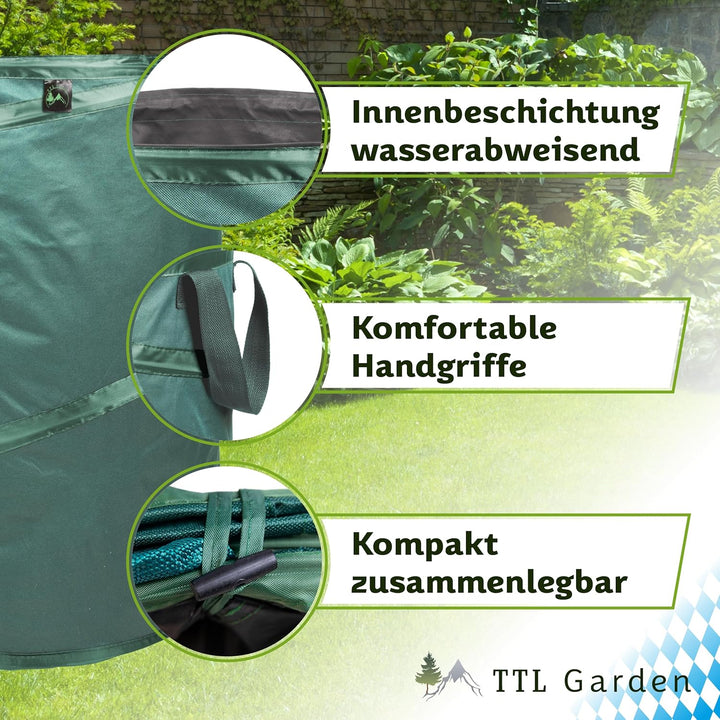 TTL Garden 1x85L 1x120L 1x160L Starter Set Pop Up Gartensack Premium - 220gsm 600D Oxford Gewebe sel