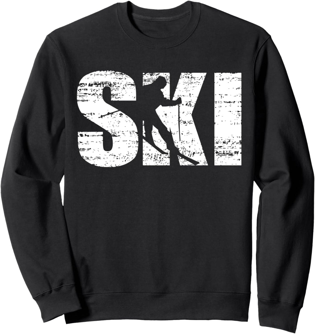 Skifahren Distressed Look Skifahrer Geschenk Sweatshirt