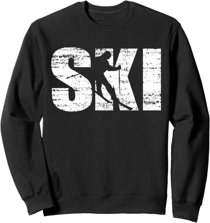 Skifahren Distressed Look Skifahrer Geschenk Sweatshirt