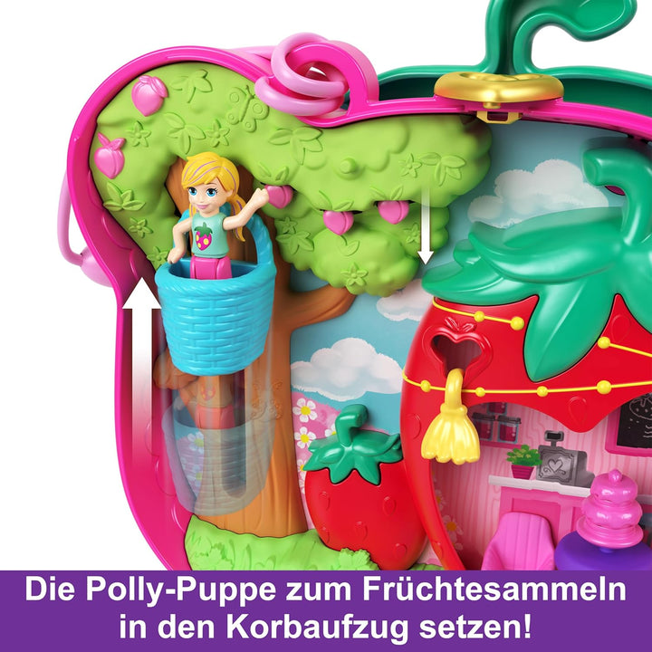 POLLY POCKET Erdbeer Bärchen Schatulle - inklusive 2 Puppen, 12 Accessoires und 5 Motiven zum Geschi