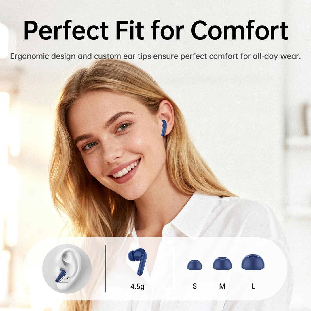 ANC Bluetooth Kopfhörer mit Hybride Aktive Geräuschunterdrückung, In Ear Kopfhörer Bluetooth mit -45