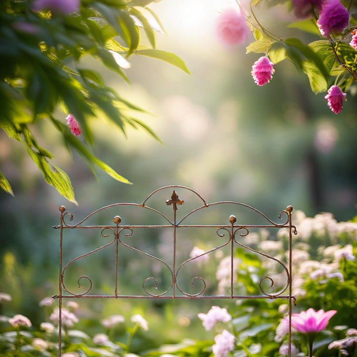 ecosoul Beetzaun Gartenzaun Zaun Zaunelement Rankhilfe Metall Eisen Rost Deko 62cm hoch x 80cm lang