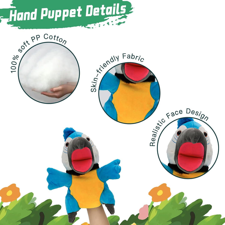 lilizzhoumax Papagei Kuscheltier, Simuliertes Tier Papagei Handpuppe aus Plüsch, Kawaii Niedliches R