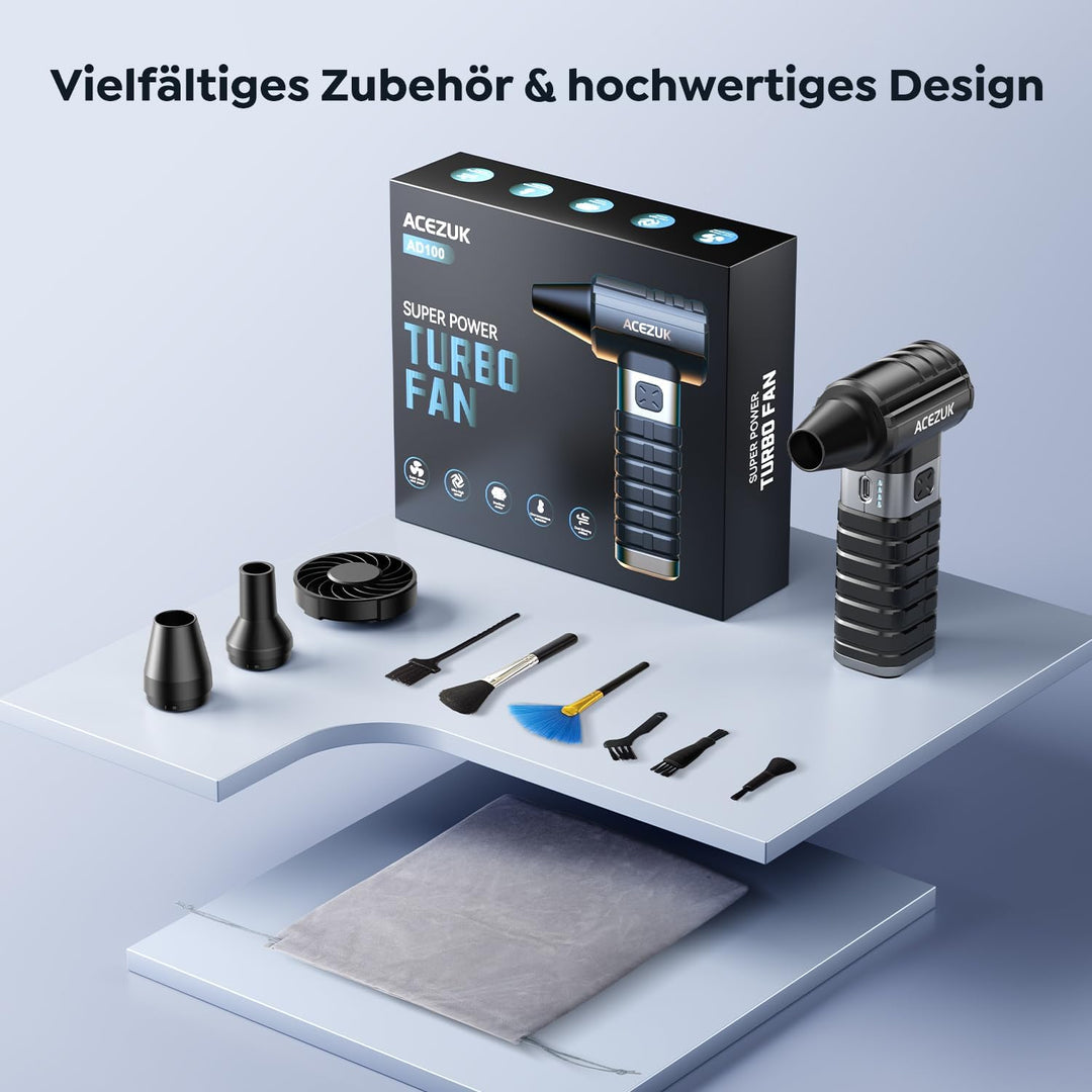 ACEZUK Elektrische Staubgebläse Druckluftspray 200000 U/min für PC Reinigungsset,10500mah Compressed