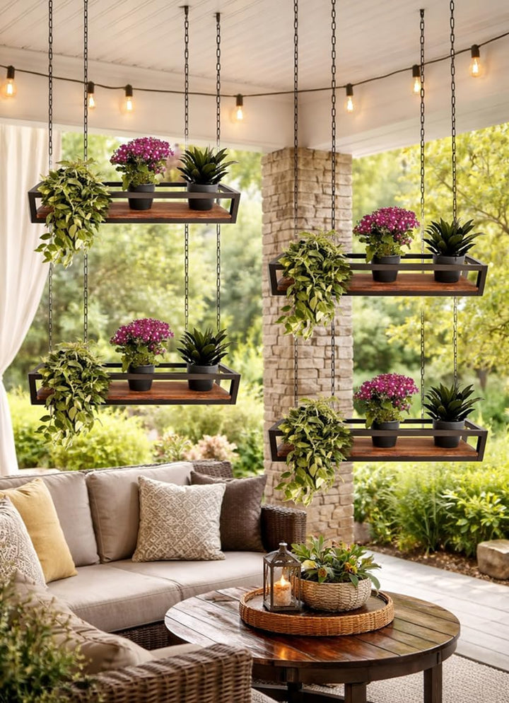 yelloo FLOWERS Hängendes Deckenregal mit Blumenketten für vertikale Garten Getränkehalter Flaschen B