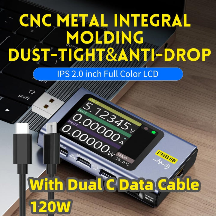DollaTek FNB58 Digitales Voltmeter, Amperemeter, USB-Tester, Typ C, Schnellladungserkennung, Auslöse