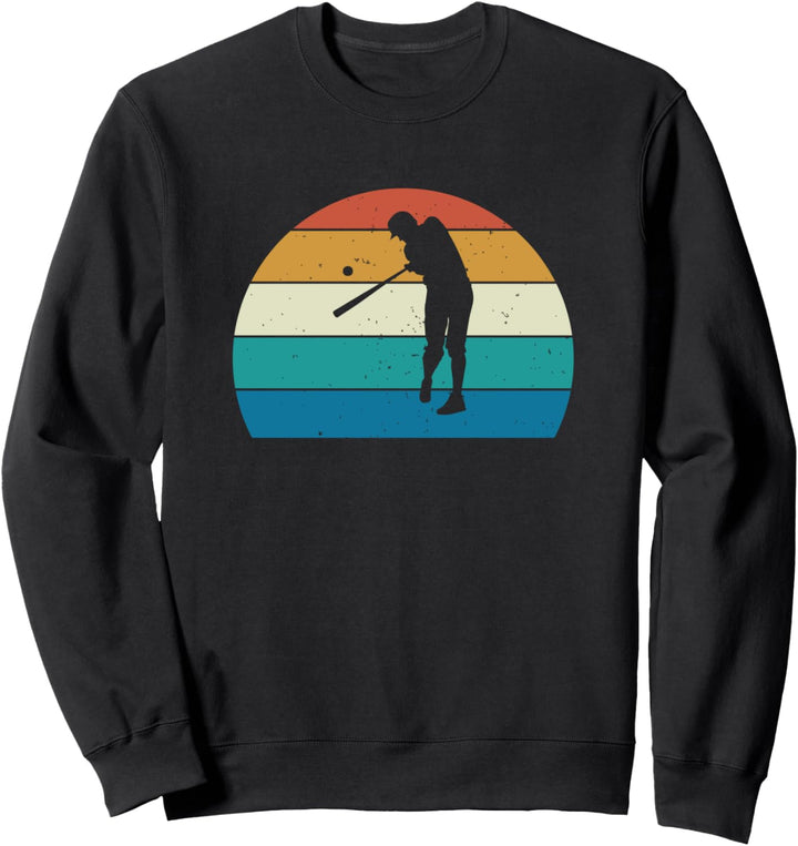 Baseball-Spieler Silhouette Retro-Batterie Sonnenuntergang Sweatshirt