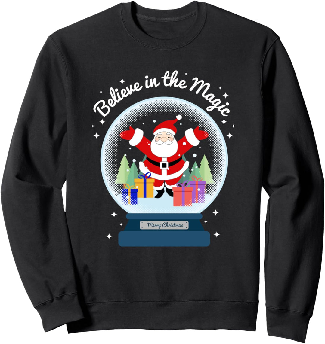 Glaube Frohe Weihnachten Santa Schneekugel Dekor Sweatshirt