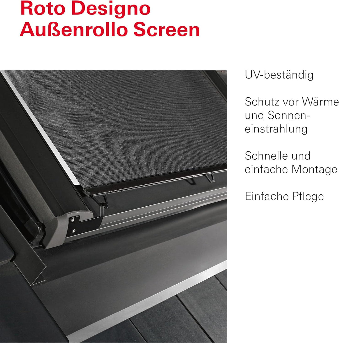 Original Roto Aussenrollo Screen ZAR Sonnenschutz &amp; Hitzeschutz Bei offenem Fenster voll funktionsfä