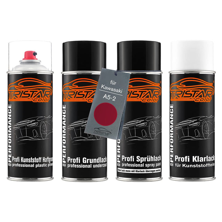TRISTARcolor Motorradlack Spraydosen Set für Kunststoff Stossstange für Kawasaki A5-2 Candy Persimmo