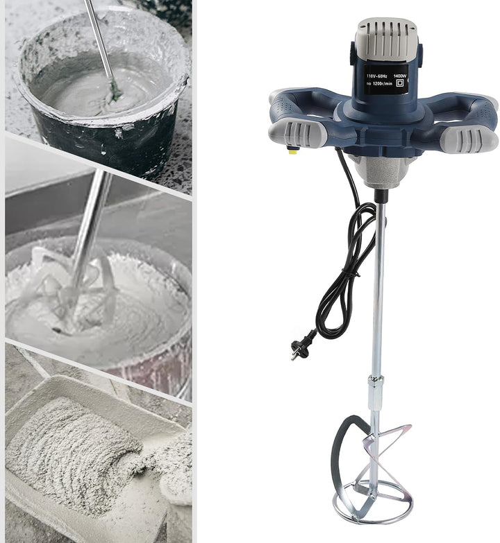 Betonmischer - 1400W Betonrührer 6-Gang Farb-Mörtelrührer mit 60cm Spiralstange, 0-1200 r/min Handrü