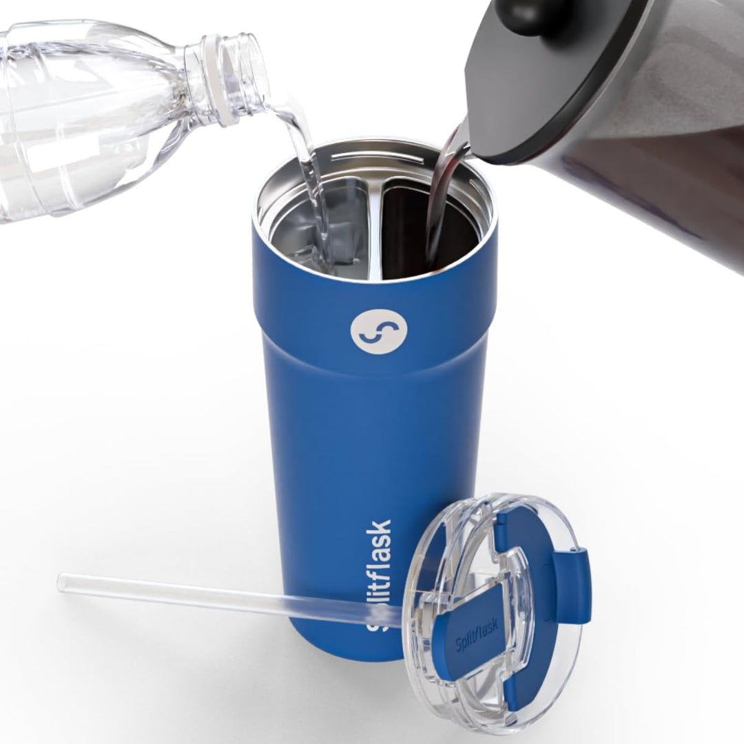 Splitflask Doppelkammer Isolierter Kaffeebecher - 850ml Auslaufsicherer Edelstahl Thermobecher, Heis